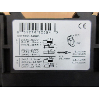 Siemens 3RT1036-1AK60 Contactor 3RT10361AK60