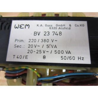 WEM BV 23 748 BV23748 Transformer - Used