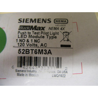 Siemens 52BT6M3A Push BUtton Switch