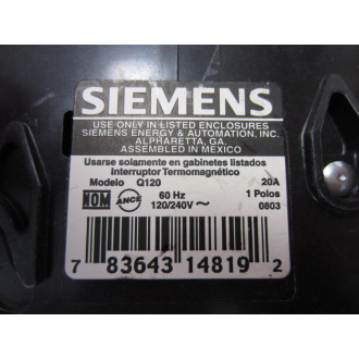 Siemens ITE Q120 Circuit Breaker 20A Type QP 1 Pole - New No Box