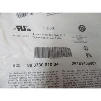 Binder 99-3730-810-04 Circular Connector 99373081004