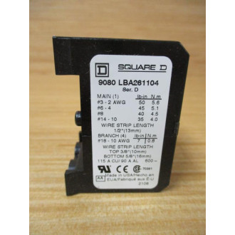 Square D 9080LBA261104 Schneider Power Distribution Block