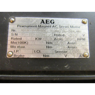 AEG MS69C-YYYY-006 Motor MS69CYYYY0O6 Needs Repair - Used