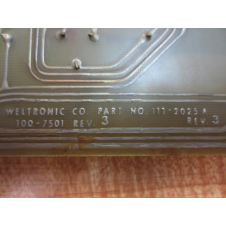 Weltronic 111-2025A Weld Control Card 100-7501 - Used