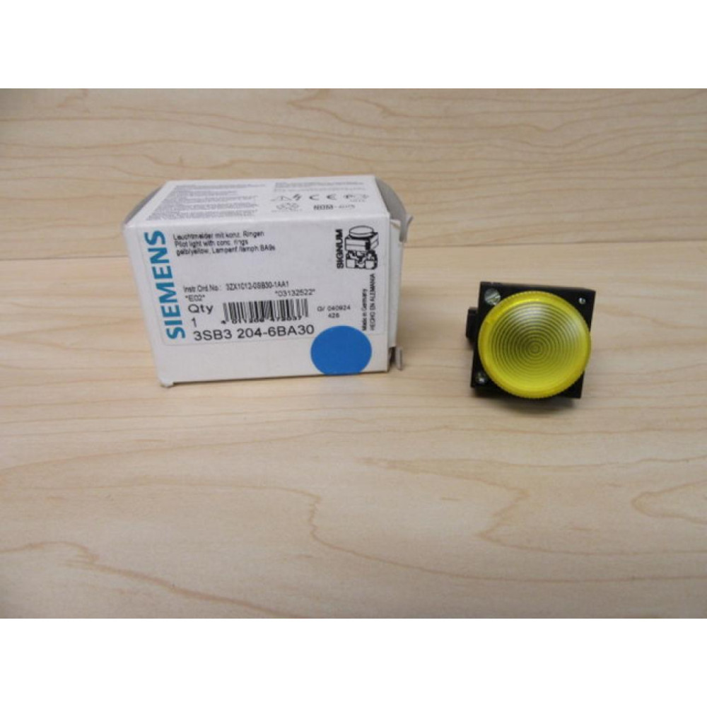 Siemens 3SB3 204-6BA30 Yellow 3SB32046BA30 w3SB3400-1A & Base