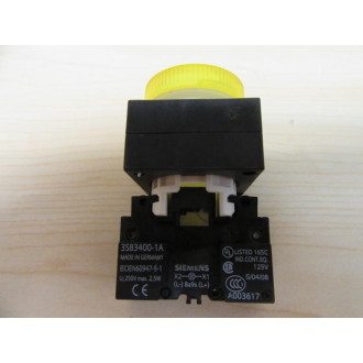 Siemens 3SB3 204-6BA30 Yellow 3SB32046BA30 w3SB3400-1A & Base