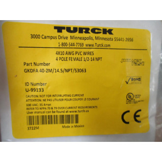 Turck GKFDA 40-2M14.5NPTS3063 PowerFast Receptacle U-99133
