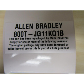 Allen Bradley 800T-JG11KQ1 Selector Switch 800TJG11KQ1 800T-JG11KQ1B