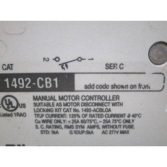 Allen Bradley 1492-CB1G020 Circuit Breaker 1492CB1G020 2A Ser. C - Used