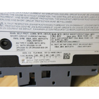 Siemens 3RV2011-0FA15 Sirius Circuit Breaker 3RV20110FA15 - New No Box