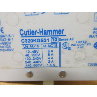 Cutler Hammer C320KGS31 Auxiliary Contact - New No Box
