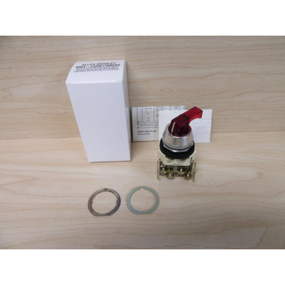Allen Bradley 800T-24HB17KB6AX Selector Switch Red Lever Knob 800T-24HR17KB6AX