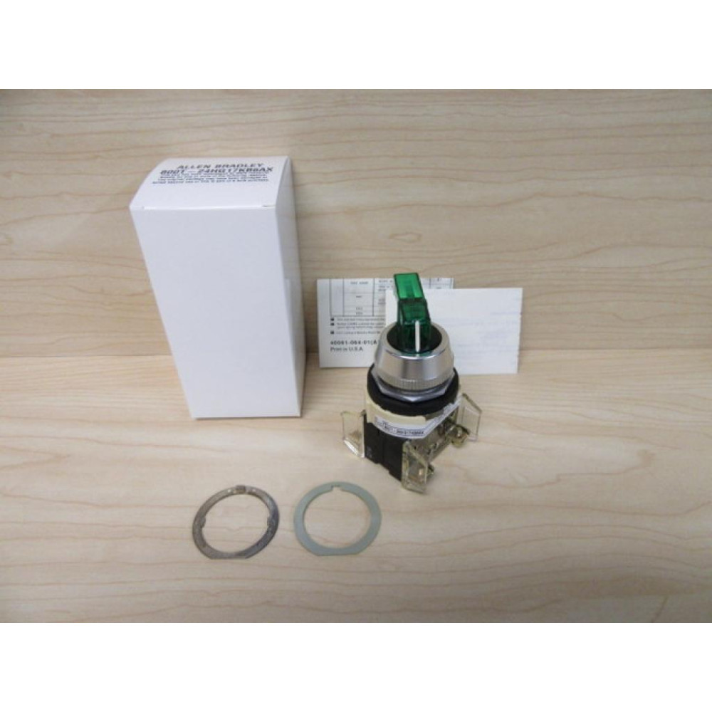 Allen Bradley 800T-24HB17KB6AX Selector Switch Green Lever Knob 800T-24HG17KB6AX