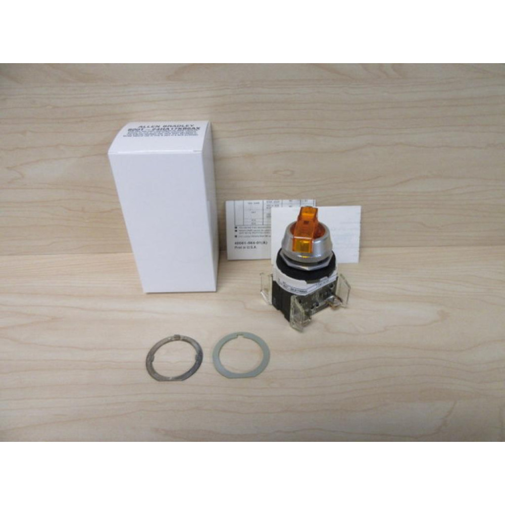 Allen Bradley 800T-24HB17KB6AX Selector Switch Amber Lever Knob 800T-24HA17KB6AX