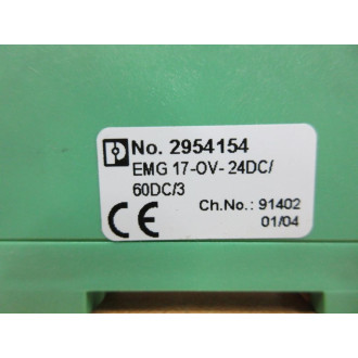 Phoenix Contact 2954154 Relay EMG 17-OV-24DC60DC3 - Used
