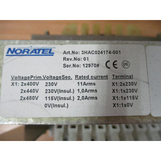 ABB 3HAC024174-001 Noratel Transformer Unit HAC024174001 Rev. 01 - Used