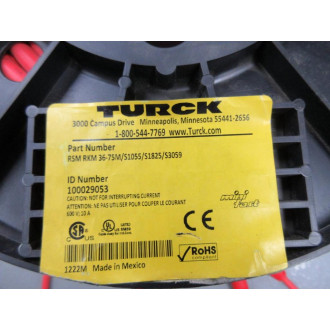 Turck RSM RKM 36-75MS1055S1825S3059 Double End Cordset 100029053 - New No Box