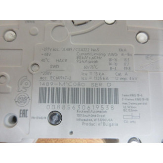 Allen Bradley 1489-M1C080 8 AMP Circuit Breaker 1489M1C080 - New No Box