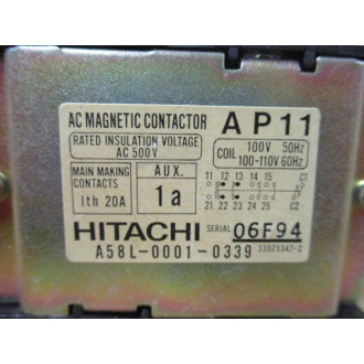 Hitachi A58L-0001-0339 AC Magnetic Contactor A58L00010339 - Used