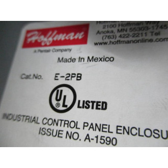 Hoffman E-2PB Push Button Enclosure E2PB - Used