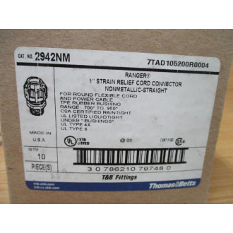 Thomas & Betts 2942NM Ranger 1" Strain Relief Cord Connector (Pack of 10)