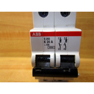 ABB S202-K20 Circuit Breaker S 202 K 20 A Cracked HSNG. On Bottom - Used