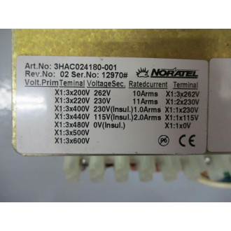 ABBEntrelec 3HAC024180-001 Noratel Transformer Unit 3HAC024180001 Rev. 02 - Used