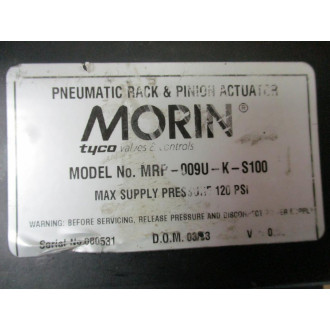 Tyco MRP-009U-K-S100 Morin Pneumatic  Actuator W K-Switch - Used