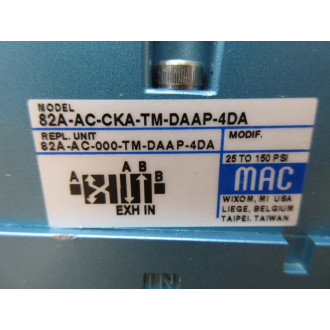 Mac Valves 82A-AC-CKA-TM-DAAP-4DA Solenoid Valve 82AACCKATMDAAP4DA - New No Box