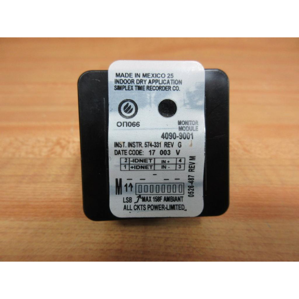 Simplex 4090-9001 Fire Alarm Monitor Module 40909001 Rev G - New No Box