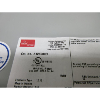 Hoffman A12108CH Junction Box - Used