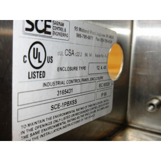 Saginaw Control & Engineering SCE-1PBXSS Push Button Enclosure SCE1PBXSS Drilled Hole May Vary - Used