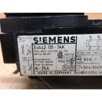 Siemens 3UA42 00-7AK Overload Relay 3UA42007AK - Used