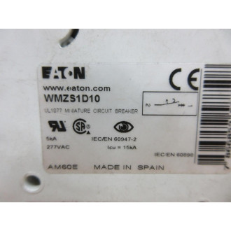 Eaton WMZS1D10 Circuit Breaker 10A 1P - Used