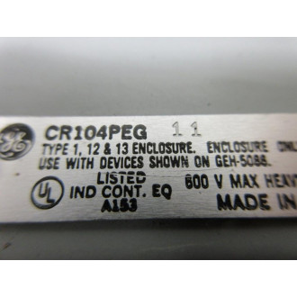 General Electric CR104PEG11 Pushbutton  Enclosure 5" Depth W Hinged Cover - Used