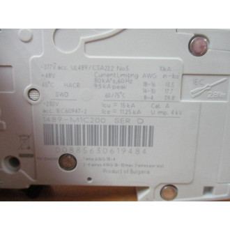 Allen Bradley 1489-M1C200 Circuit Breaker 20AMP