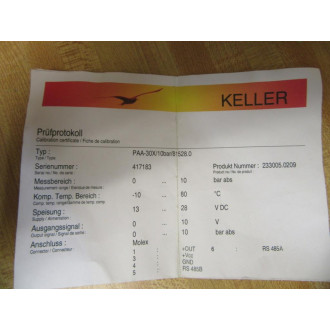 Keller 233005.0209 Pressure Transmitter PAA-30X