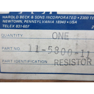 Beck 11-5800-11 Resistor 11580011