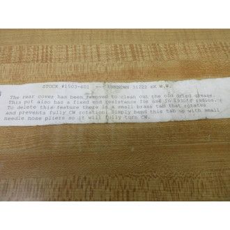 31222 Potentiometer 1503-601 - Used