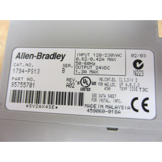 Allen Bradley 1794-PS13 Power Supply Module 1794PS13 Ser B Rev A02 - New No Box