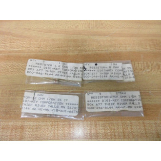 Digi-Key 1.2 OHM-1 MOHM-14W-1&5 Film Resistors 12OHM1MOHM14W15 (Pack of 59)