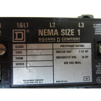 Square D 8736 SCO 8 8736SCO8 Starter Form S Ser A Cracked Case - Used