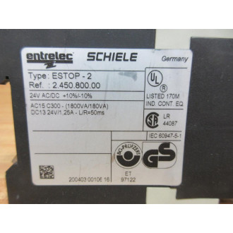 Entrelec Schiele ESTOP-2 Relay 2.450.800.00 - New No Box