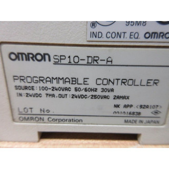 Omron SP10-DR-A Programmable Controller SP10DRA No Terminal Covers, Port Cover, or Mounting Bracket - Used