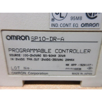 Omron SP10-DR-A Programmable Controller SP10DRA No Terminal Covers - Used