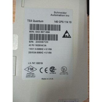 Schneider Automation 043-507-858 TSX Quantum Power Supply 140-CPS-114-10 WO Cover - Used