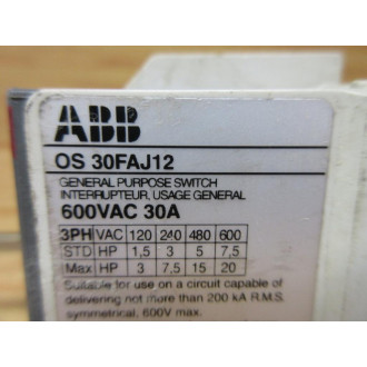 ABB OS 30FAJ12 General Purpose Switch OS30FAJ12 - Used