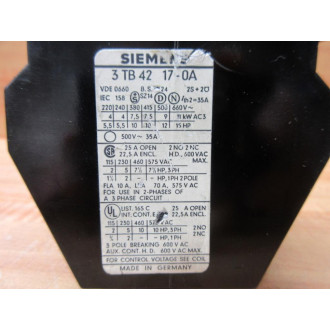 Siemens 3TB42 17-0A Contactor 3TB42170A 115V Coil - Used
