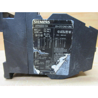 Siemens 3TF4222-0A Contactor 3TF42220AK6 Coil: 110120V - Used