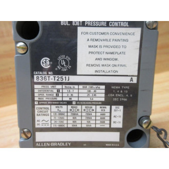 Allen Bradley 836T-T251J Pressure Control Series A WOut Bellows